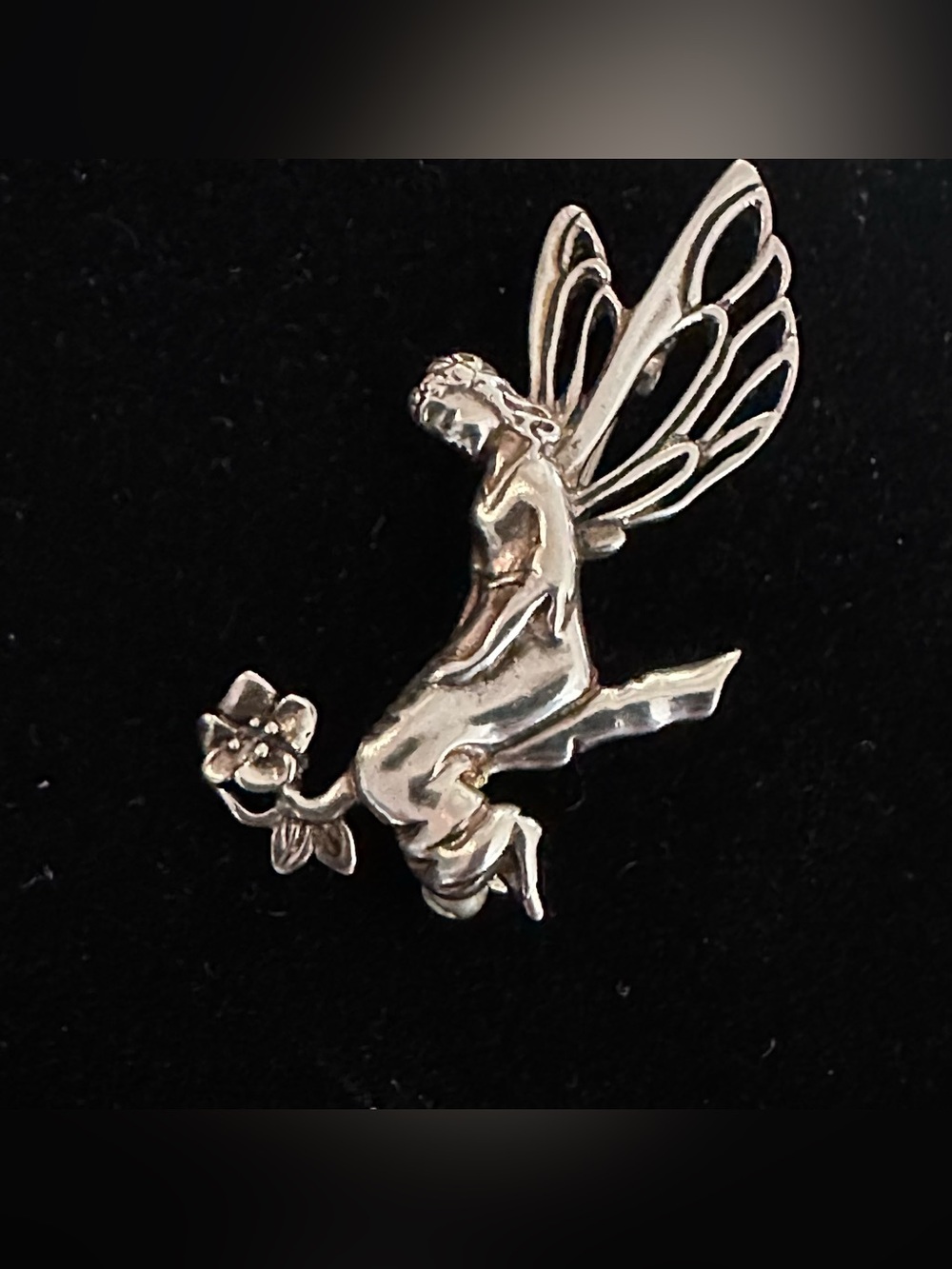 Vintage JEZLAINE Sterling Silver Fairy Flower Garden Pin Brooch 925 Whimsigoth